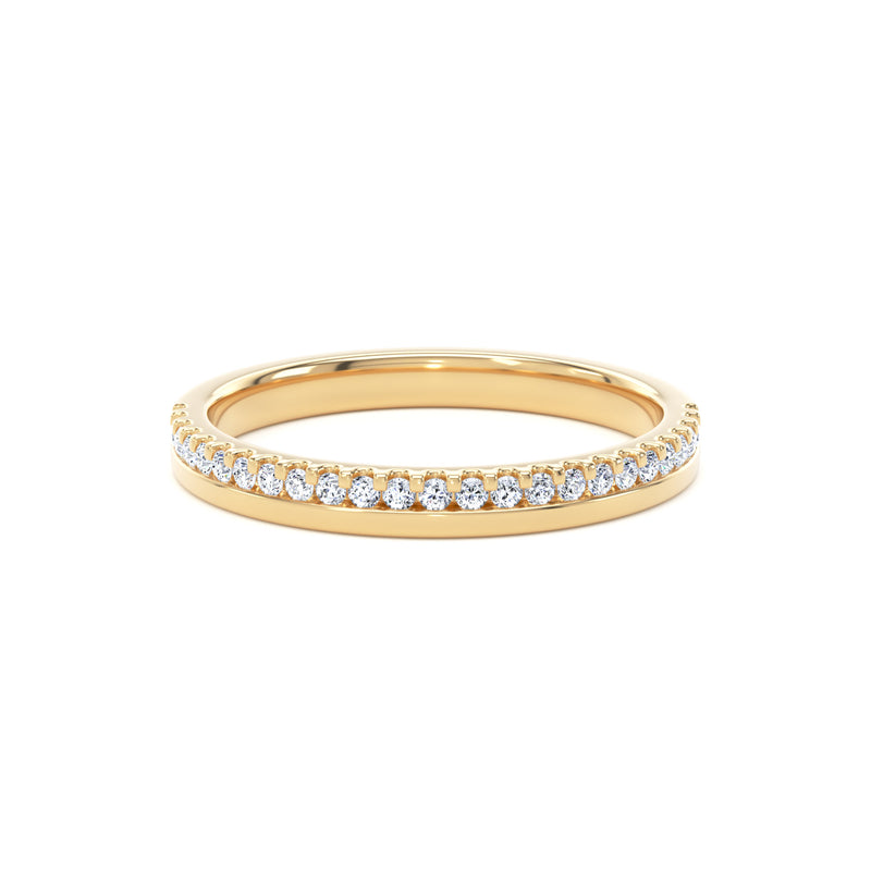 Round Diamond Yellow Gold Ring, Offset Micro Set Half Eternity | ET1215