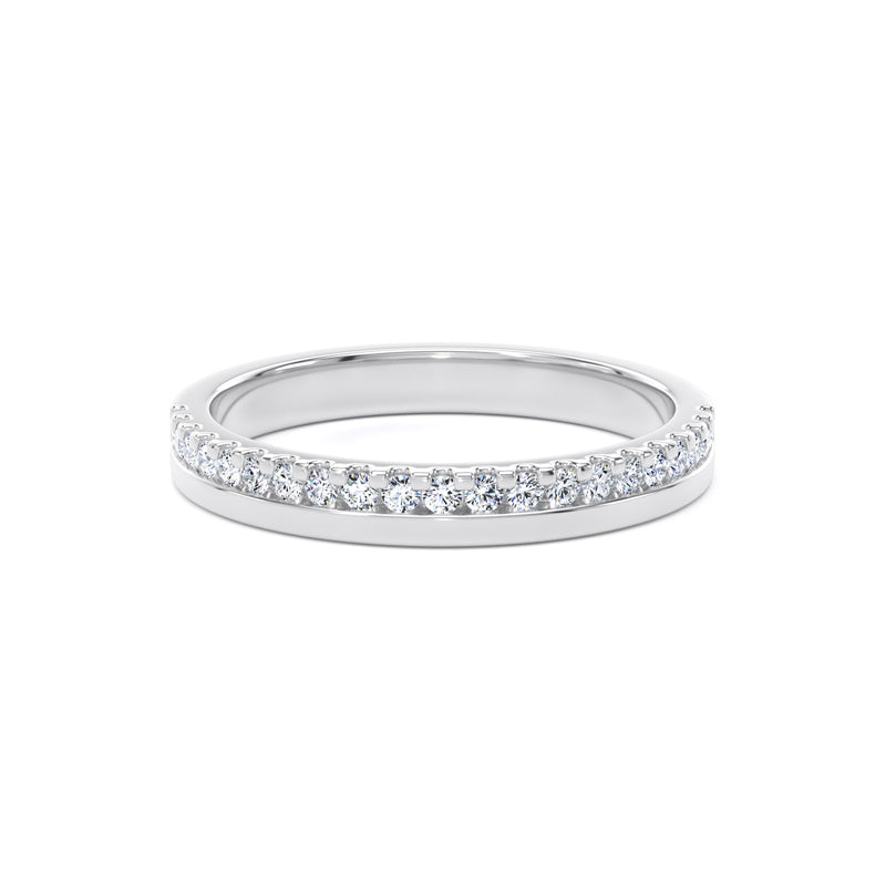 Round Diamond White Gold Ring, Offset Micro Set Half Eternity | ET1215