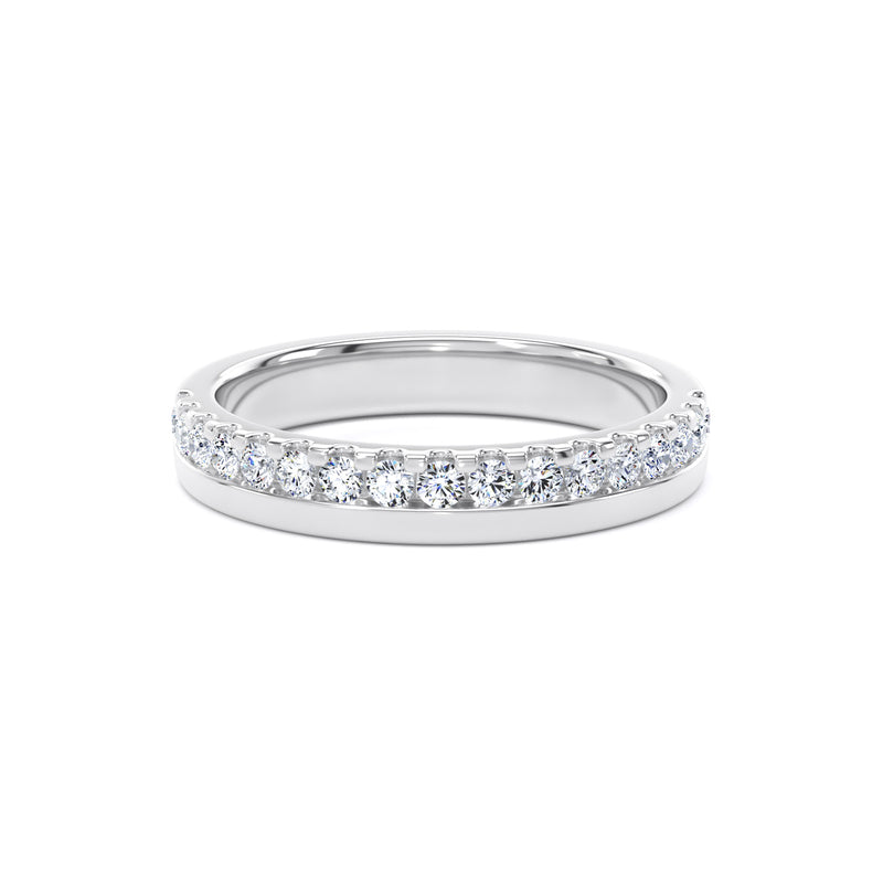 Round Diamond Platinum Ring, Offset Micro Set Half Eternity | ET1215