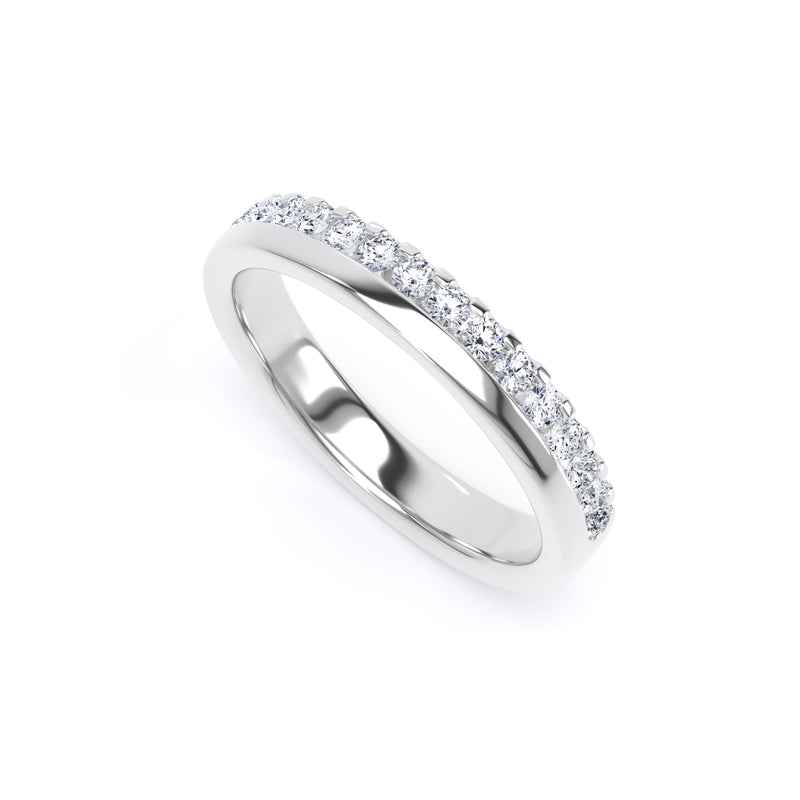 Round Diamond Platinum Ring, Offset Micro Set Half Eternity | ET1215
