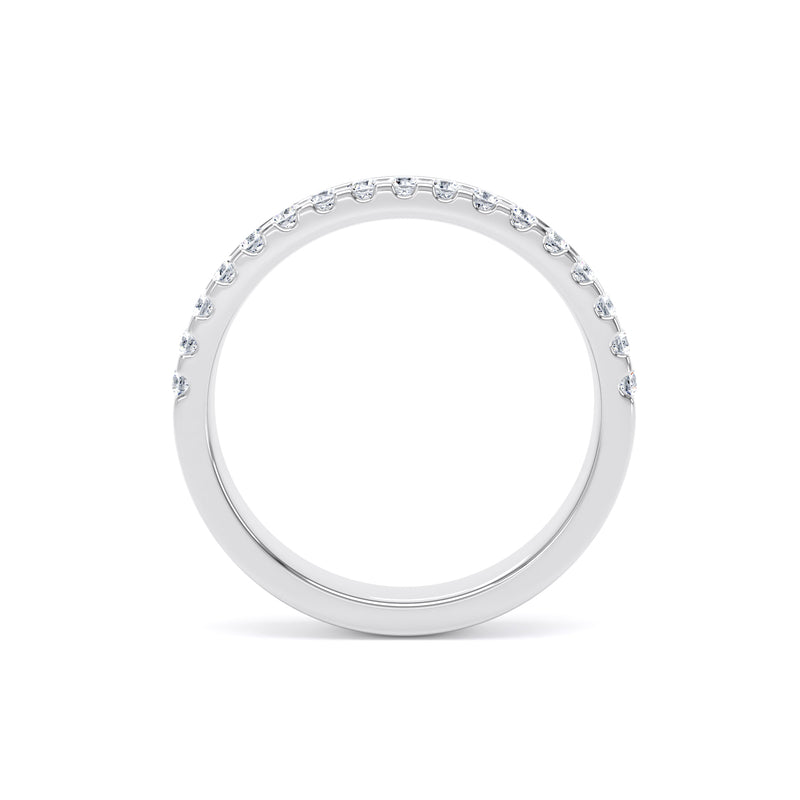 Round Diamond Platinum Ring, Offset Micro Set Half Eternity | ET1215