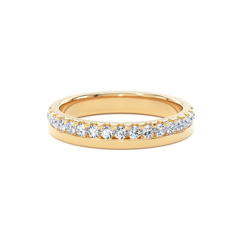 Round Diamond Yellow Gold Ring, Offset Micro Set Half Eternity | ET1215