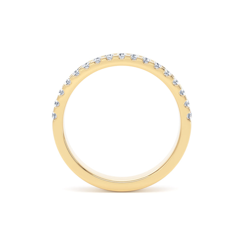 Round Diamond Yellow Gold Ring, Offset Micro Set Half Eternity | ET1215