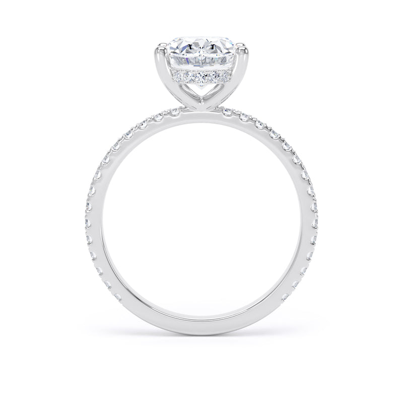 Oval Diamond Platinum Ring, Diamond Band Hidden Halo | SMO OSW01