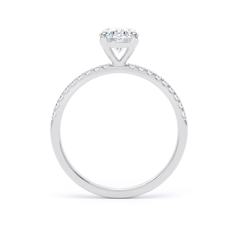 Oval Diamond Platinum Ring, Shoulder Set Floating Head | SMO OSW02