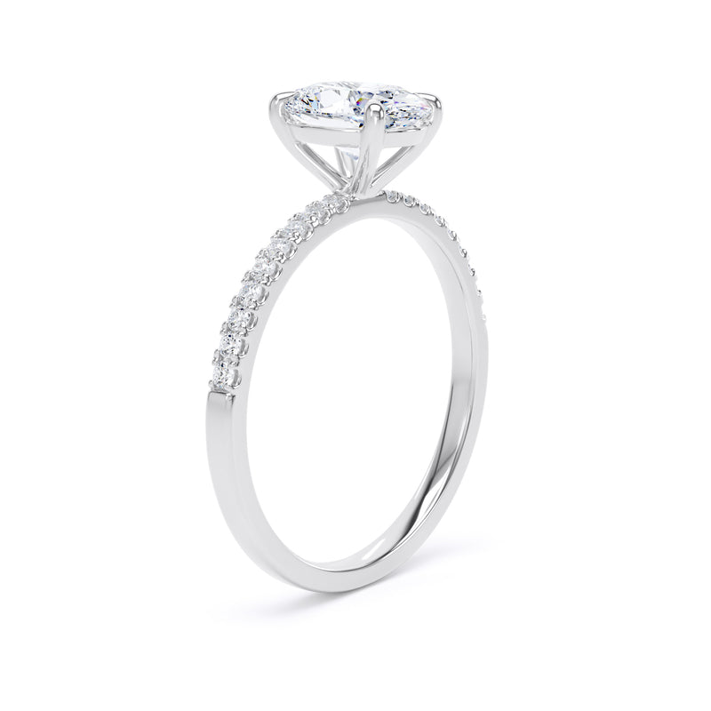 Oval Diamond Platinum Ring, Shoulder Set Floating Head | SMO OSW02