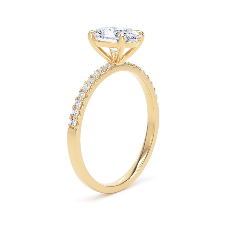 Oval Diamond Yellow Gold Ring, Shoulder Set Floating Head | LGO OSW02