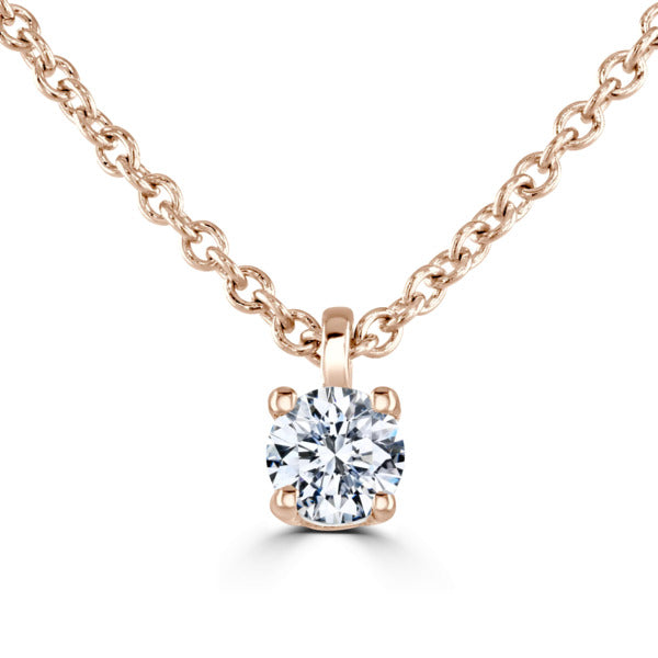 Round Diamond Rose Gold Pendant, 4 Claw Solitaire | RP1001