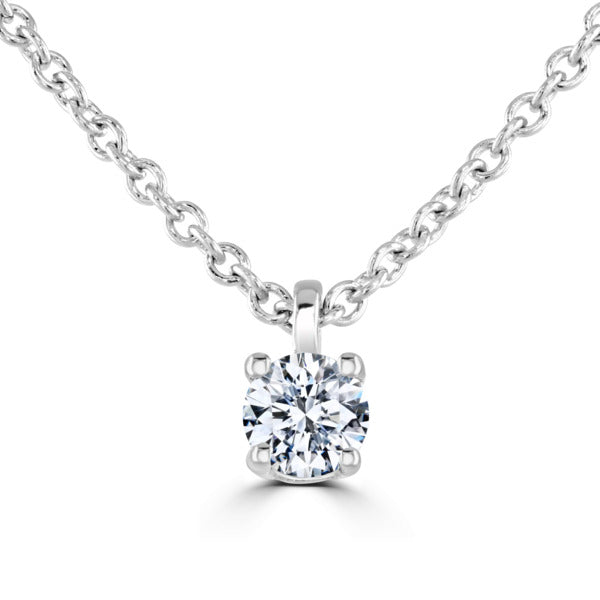 Round Diamond White Gold Pendant, 4 Claw Solitaire | RP1001
