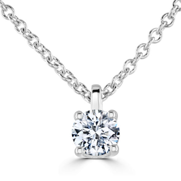 Round Diamond White Gold Pendant, 4 Claw Solitaire | RP1001