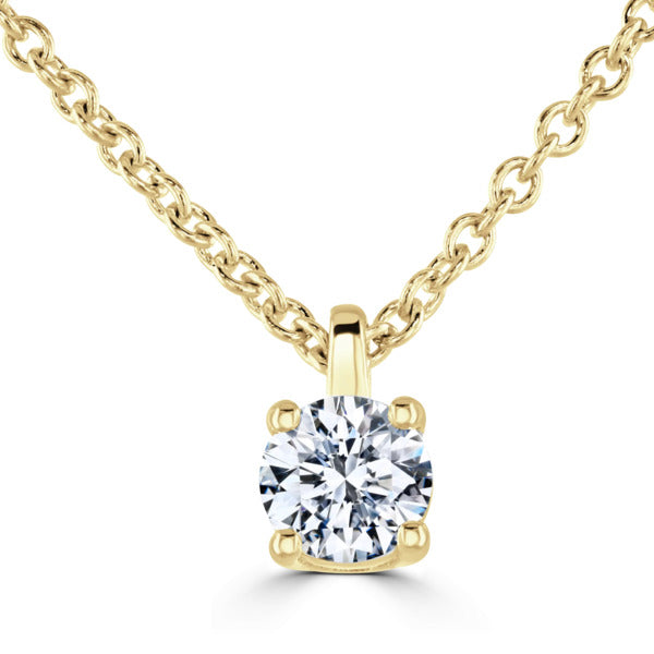 Round Diamond Yellow Gold Pendant, 4 Claw Solitaire | RP1001