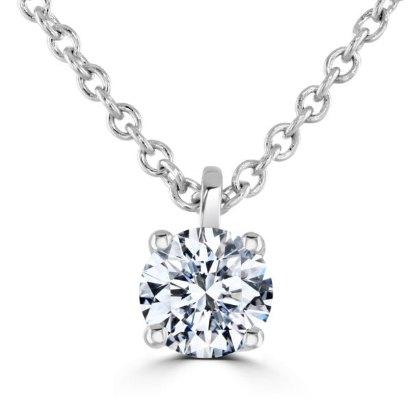 Round Diamond White Gold Pendant, 4 Claw Solitaire | RP1001