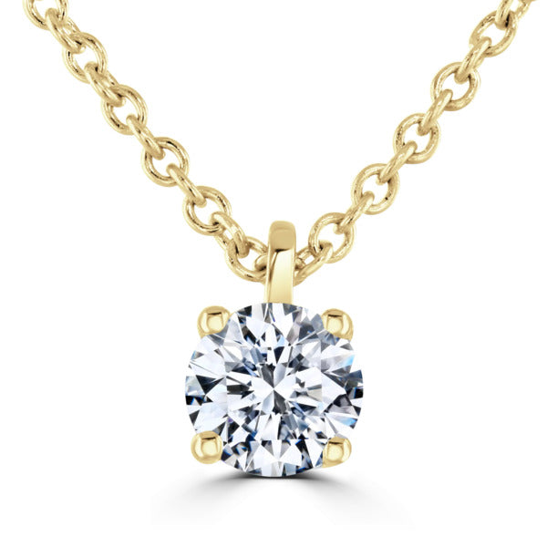 Round Diamond Yellow Gold Pendant, 4 Claw Solitaire | RP1001