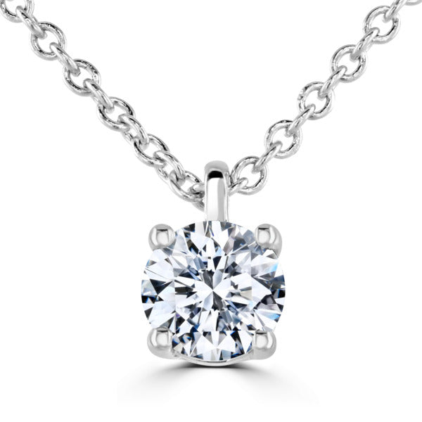 Round Diamond White Gold Pendant, 4 Claw Solitaire | RP1001