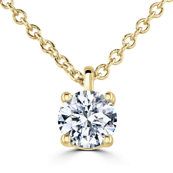 Round Diamond Yellow Gold Pendant, 4 Claw Solitaire | RP1001