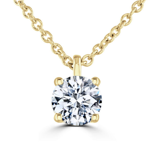 Round Diamond Yellow Gold Pendant, 4 Claw Solitaire | RP1001