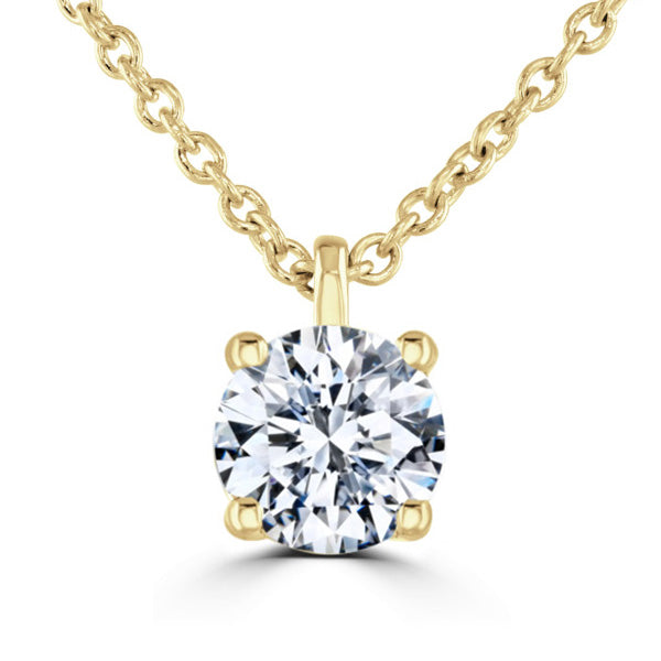 Round Diamond Yellow Gold Pendant, 4 Claw Solitaire | RP1001