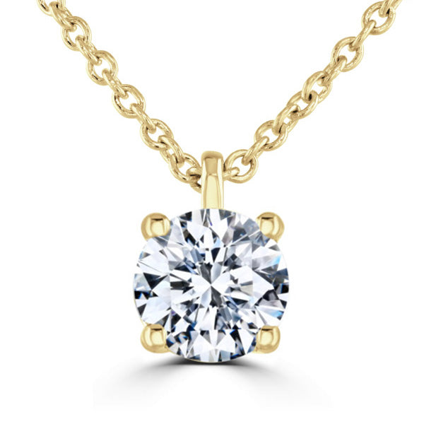 Round Diamond Yellow Gold Pendant, 4 Claw Solitaire | RP1001