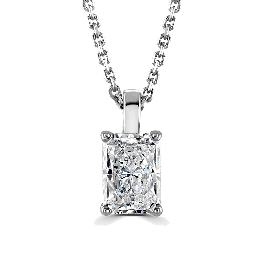Radiant Diamond Platinum Pendant, 4 Claw Solitaire | RA1001