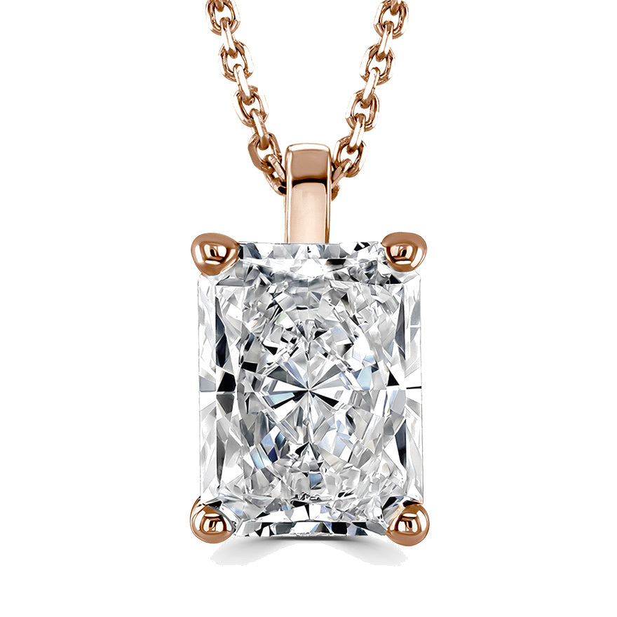 Radiant Diamond Rose Gold Pendant, 4 Claw Solitaire | RA1001