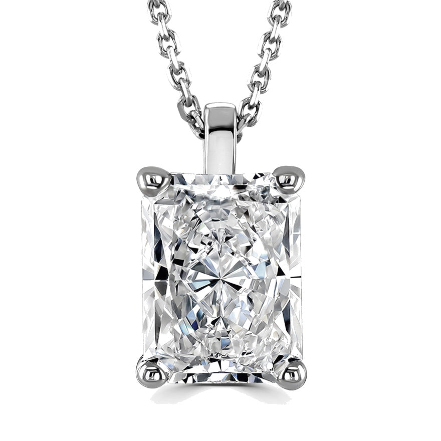 Radiant Diamond Platinum Pendant, 4 Claw Solitaire | RA1001