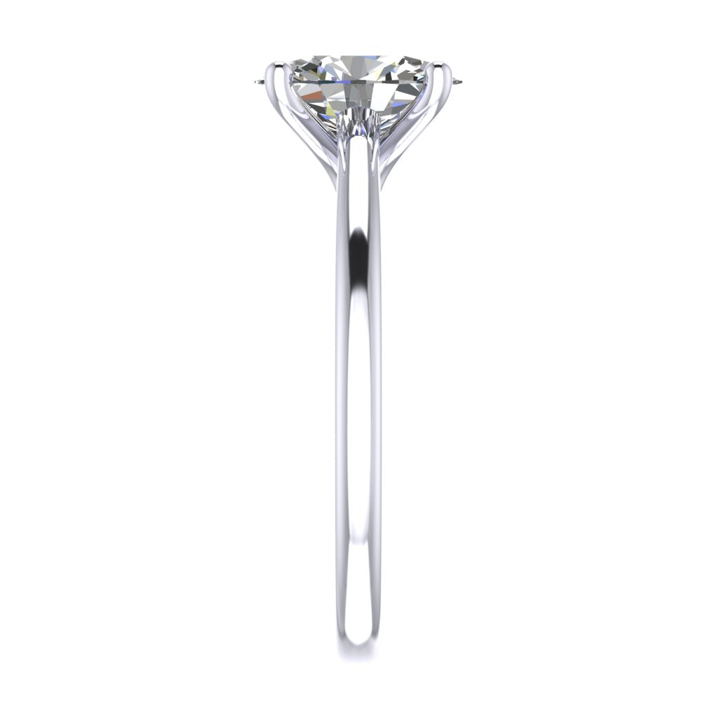 Oval Solitaire Platinum Ring, Raised Peg Head | SMO