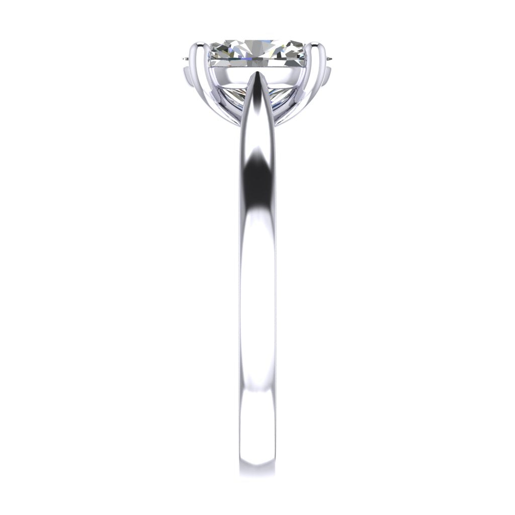Oval Solitaire White Gold Ring, Cathedral Basket | SMO