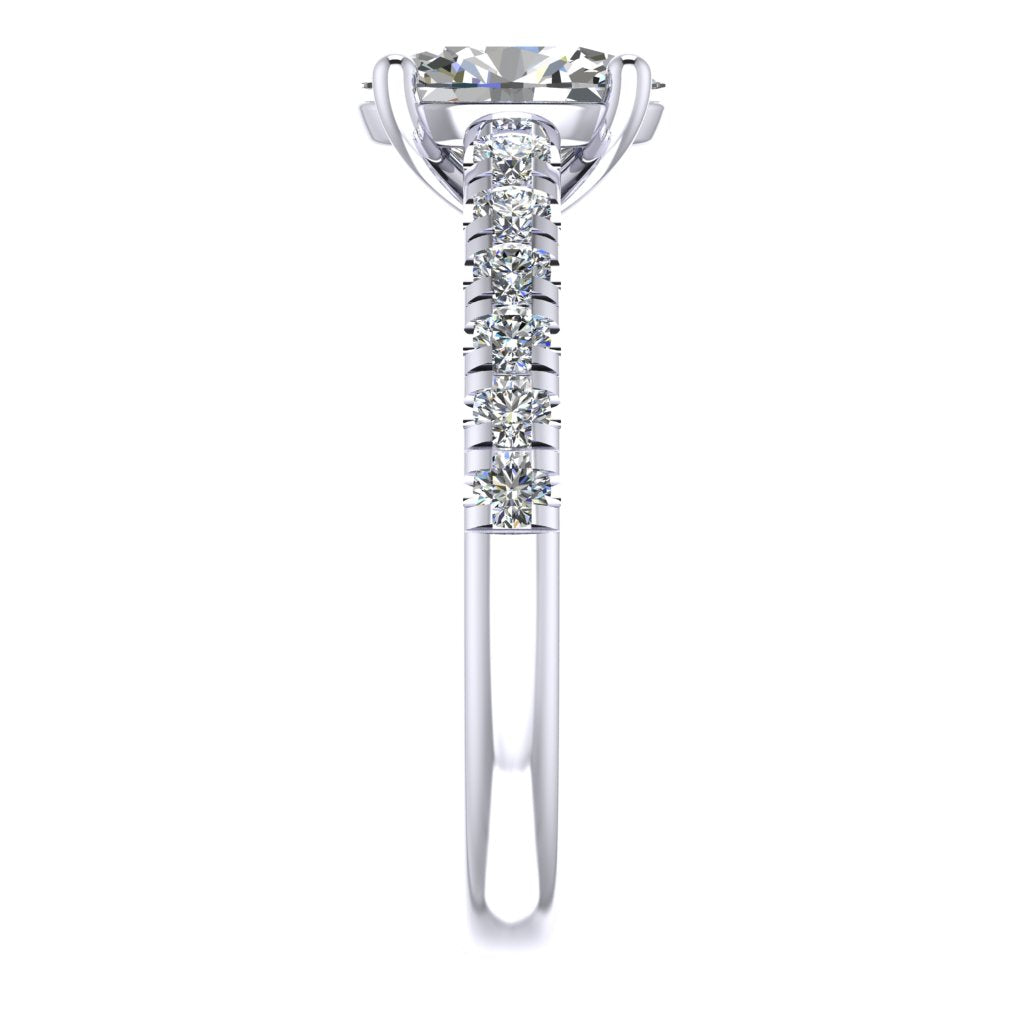 Oval Diamond White Gold Ring, Micro Shoulder Set Straight | SMO RX6234