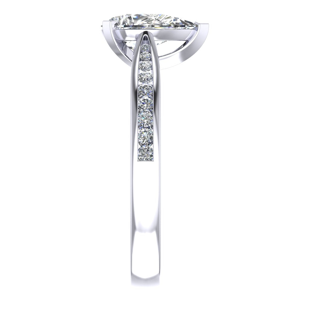 Pear Diamond Platinum Ring, Channel Shoulder Set | LGA RX4155