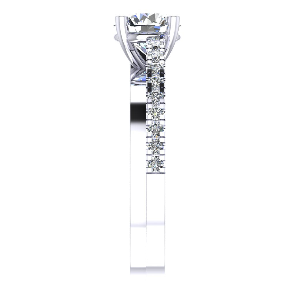 Round Cut Diamond Engagement Ring, Twisted Band Shoulder Set | RX3024