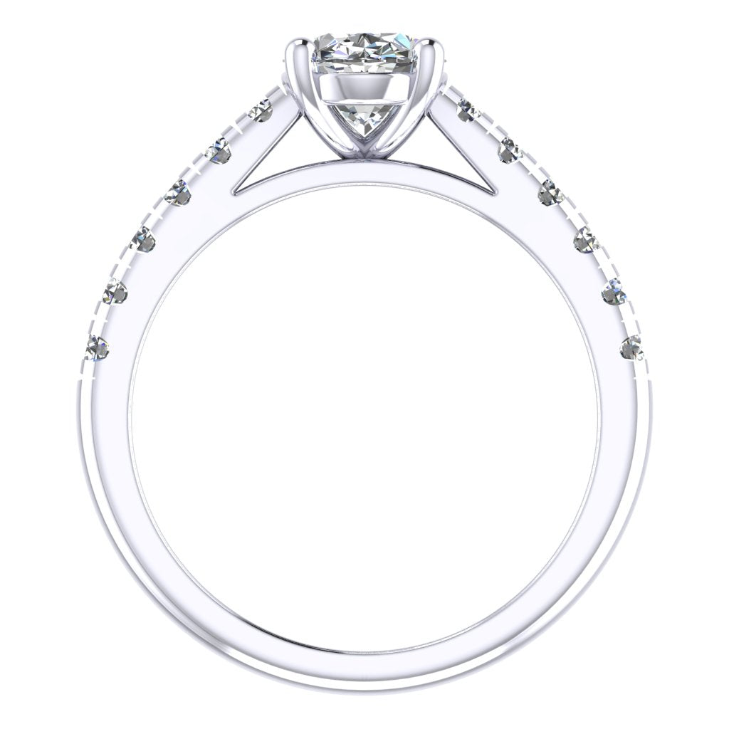Oval Diamond White Gold Ring, Micro Shoulder Set Straight | LGO RX6234