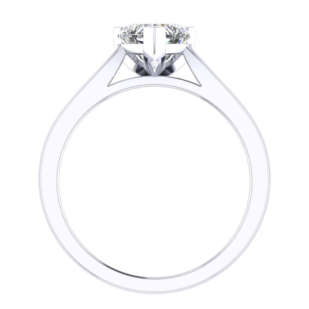 Heart Solitaire White Gold Ring, Pinched | SMF