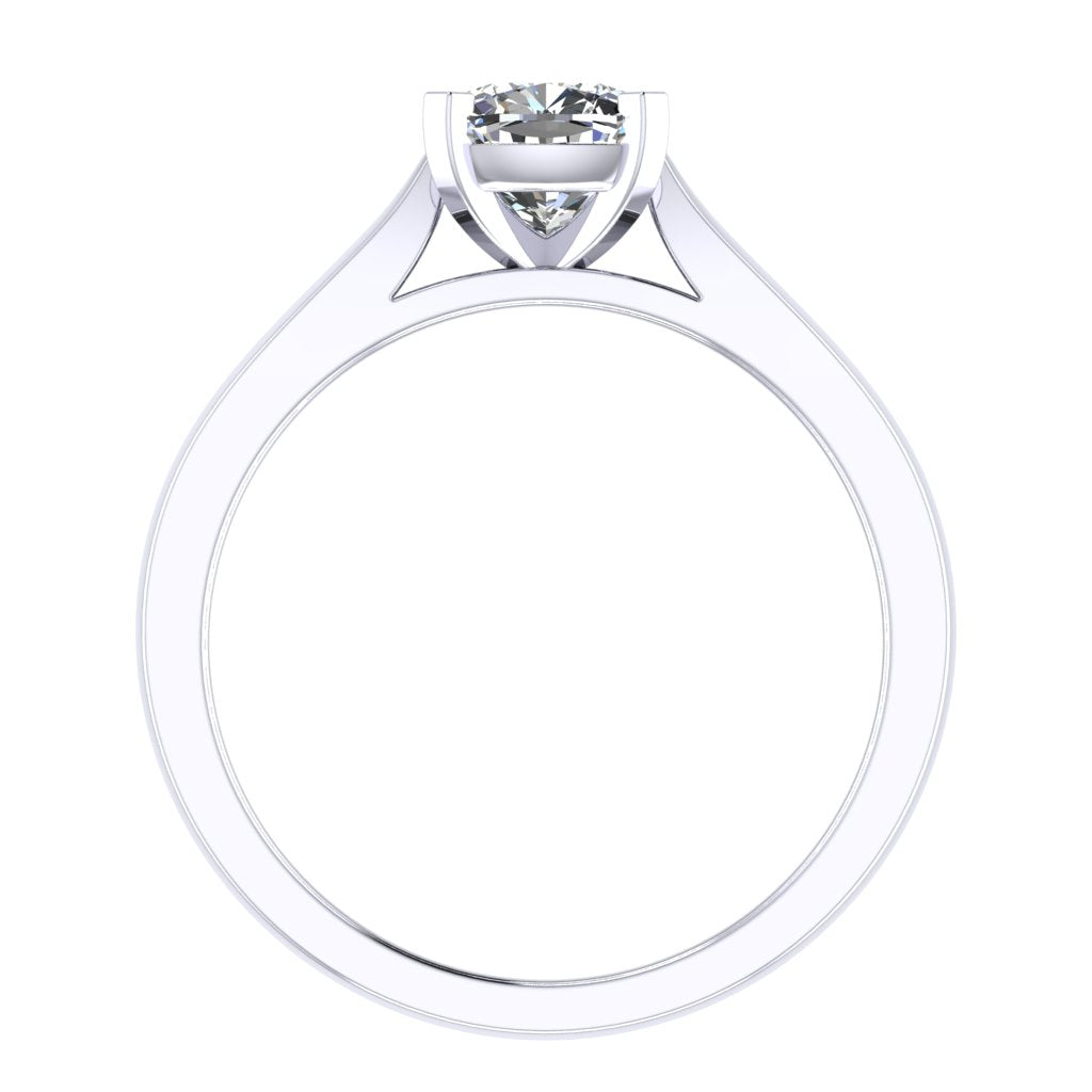 Cushion Solitaire White Gold Ring, Pinched | SMC