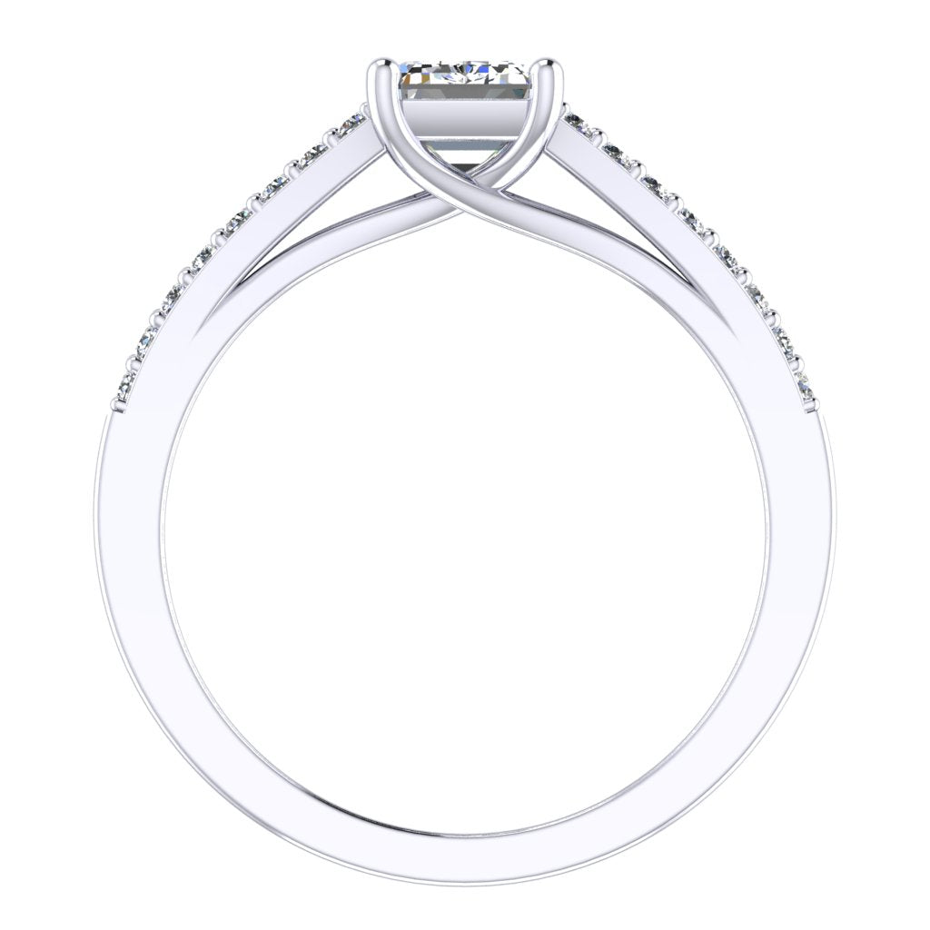 Emerald Diamond Platinum Ring, Micro Split Shoulder Set | LGE RX4509