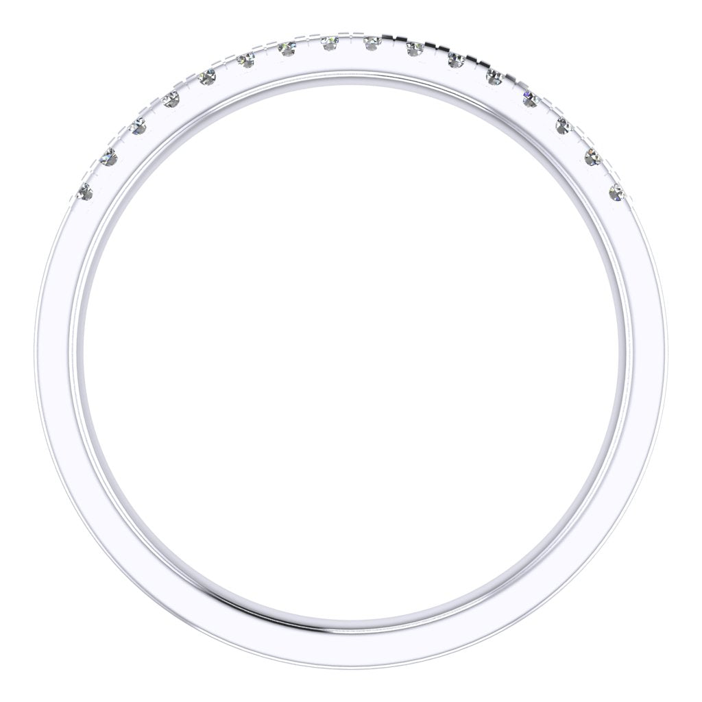 OFFSET ROUND DIAMOND CLAW SET BAND, MICRO SET, PLATINUM