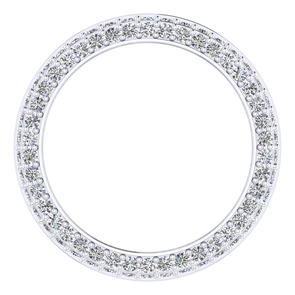 Round & Baguette & Princess Diamond Platinum Ring, Face Set 3 Row Full Eternity | ET1237