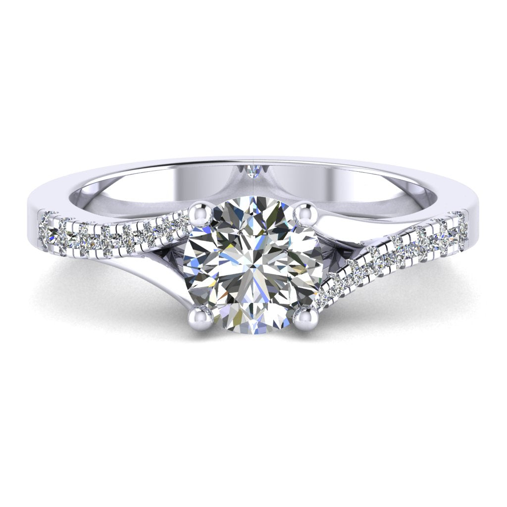 Round Diamond Engagement Ring, Split Band Shoulder Set | RX3016