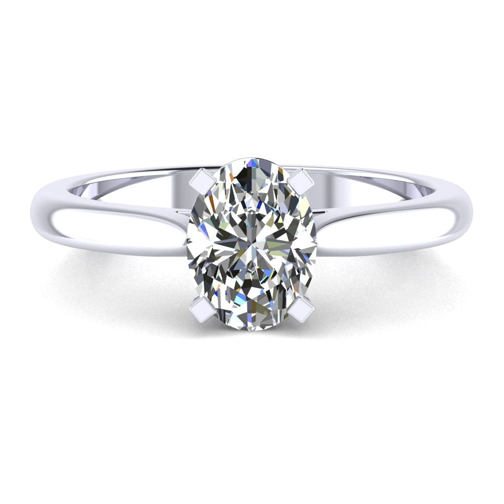 Oval Diamond White Gold Engagement Ring, Cathedral Gallery Bar Solitaire | LT1029-50