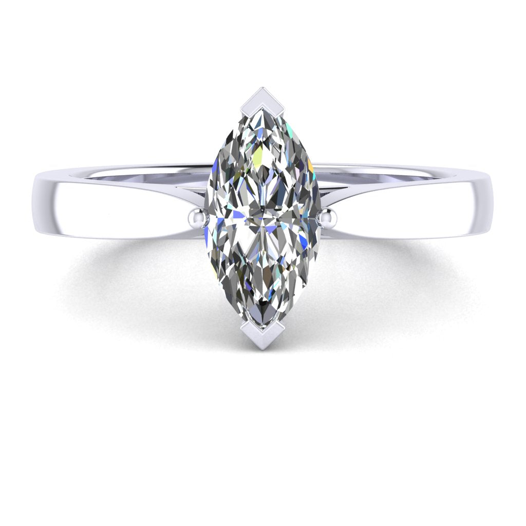 Marquise Solitaire White Gold Ring | SMM