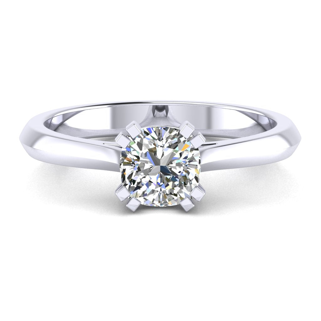 Cushion Solitaire Platinum Ring, Knife Edge | SMC