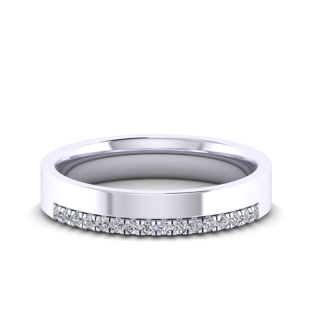 OFFSET ROUND DIAMOND CLAW SET BAND, MICRO SET, WHITE GOLD