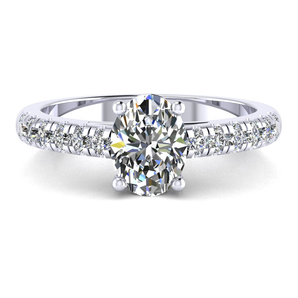 Oval Diamond Engagement Ring, Micro Shoulder Set Straight | RX6234