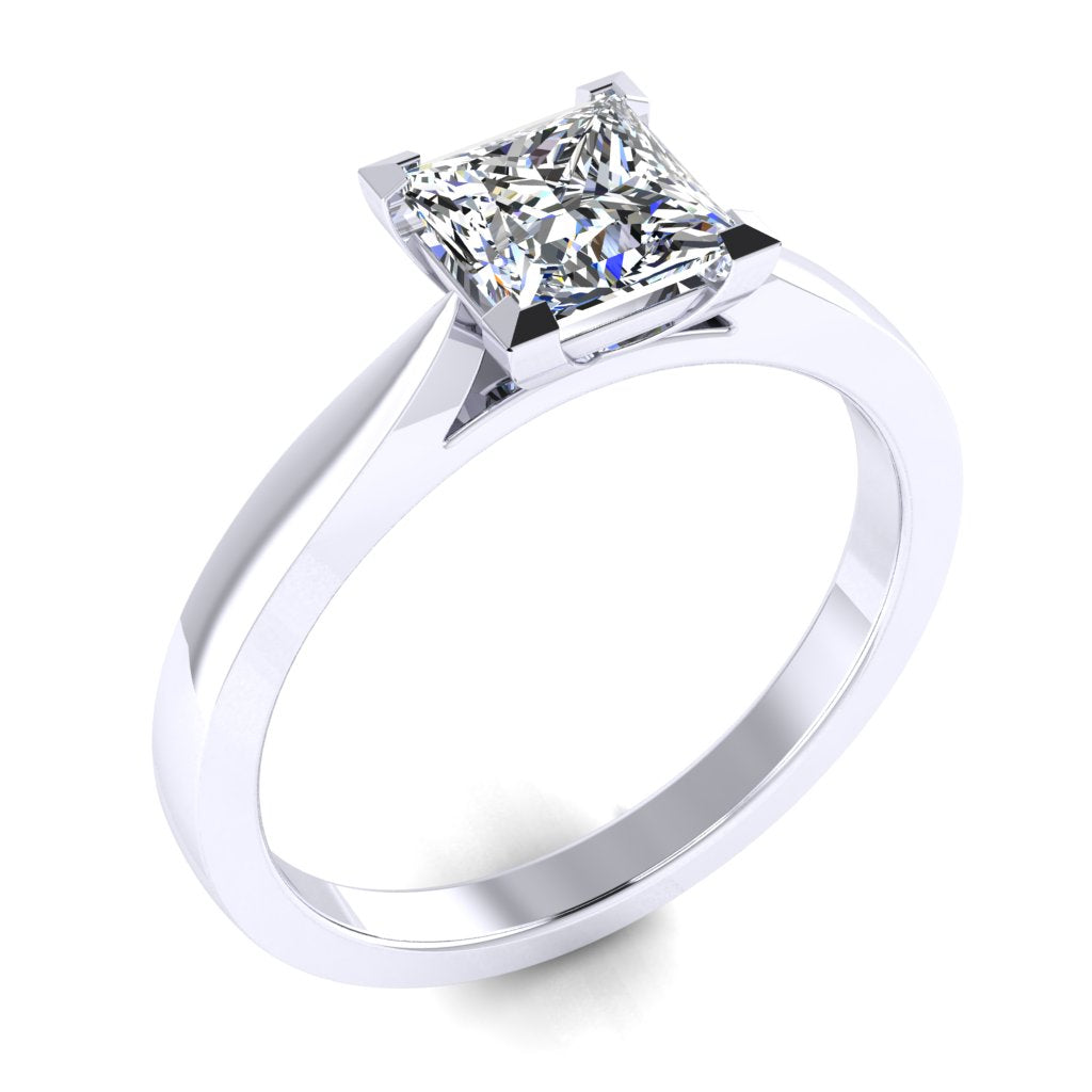 Princess Solitaire Platinum Ring, Cathedral V-Shaped | SMP