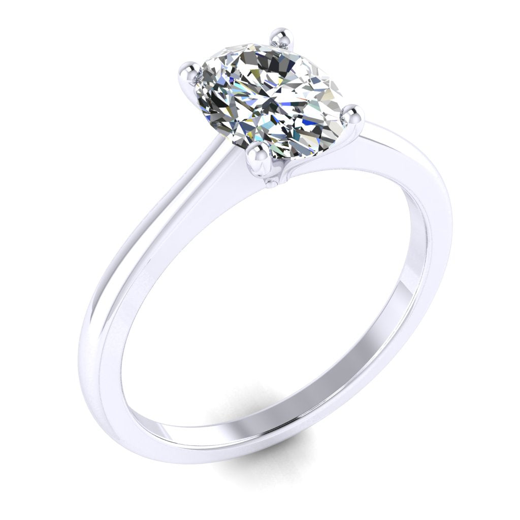 Oval Solitaire Platinum Ring, Raised Peg Head | SMO