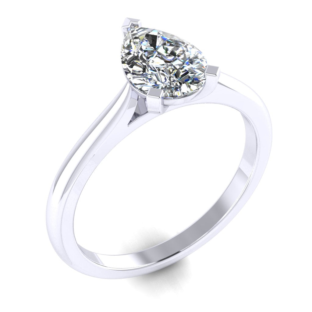 Pear Solitaire Platinum Ring, Pinched Cathedral | LGA