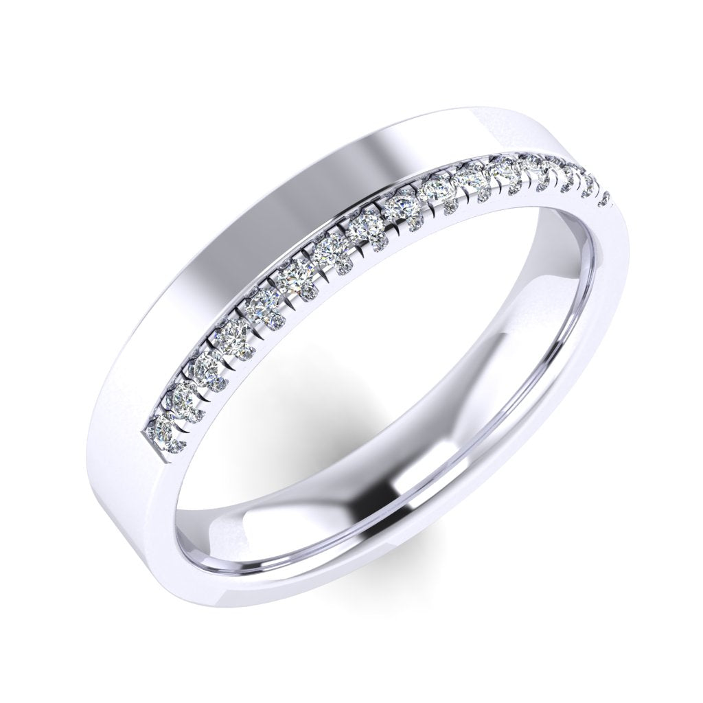 OFFSET ROUND DIAMOND CLAW SET BAND, MICRO SET, PLATINUM