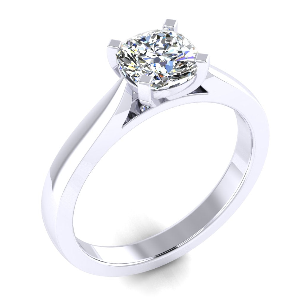 Cushion Solitaire White Gold Ring, Pinched | LGC