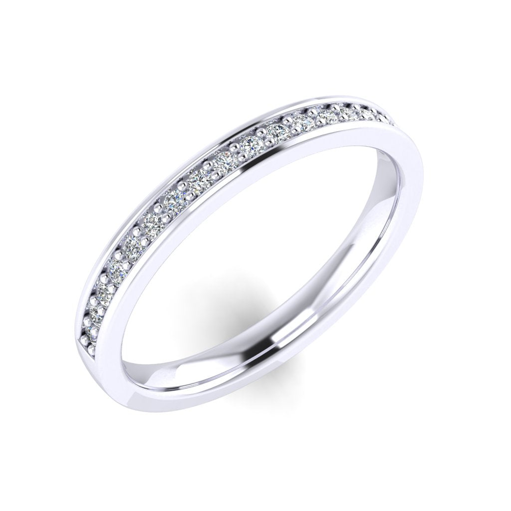 GRAIN AND CHANNEL SET ROUND DIAMOND ETERNITY RING, CLAW SET, PLATINUM