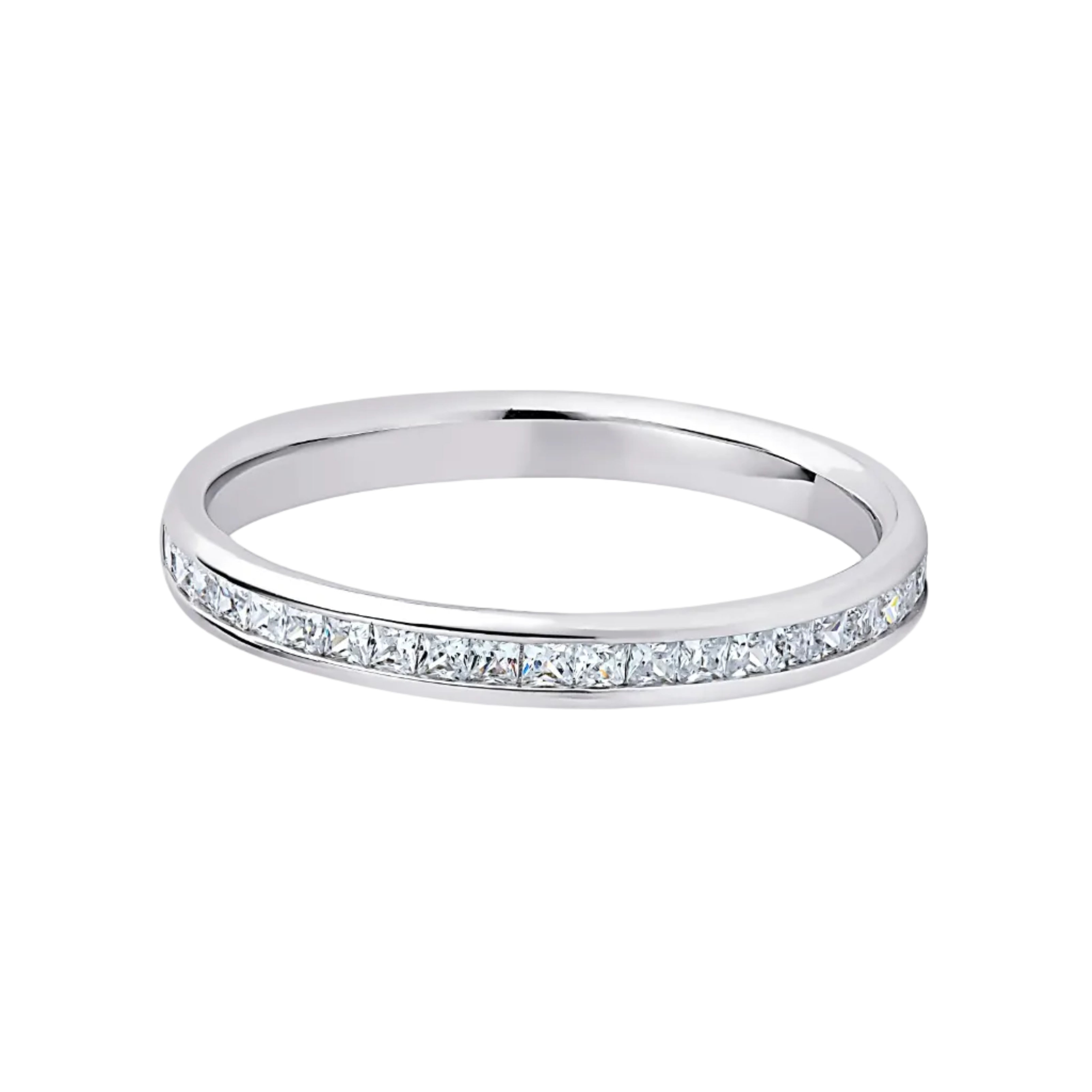 Princess Diamond Platinum Ring, Channel Set Half Eternity | ET1208