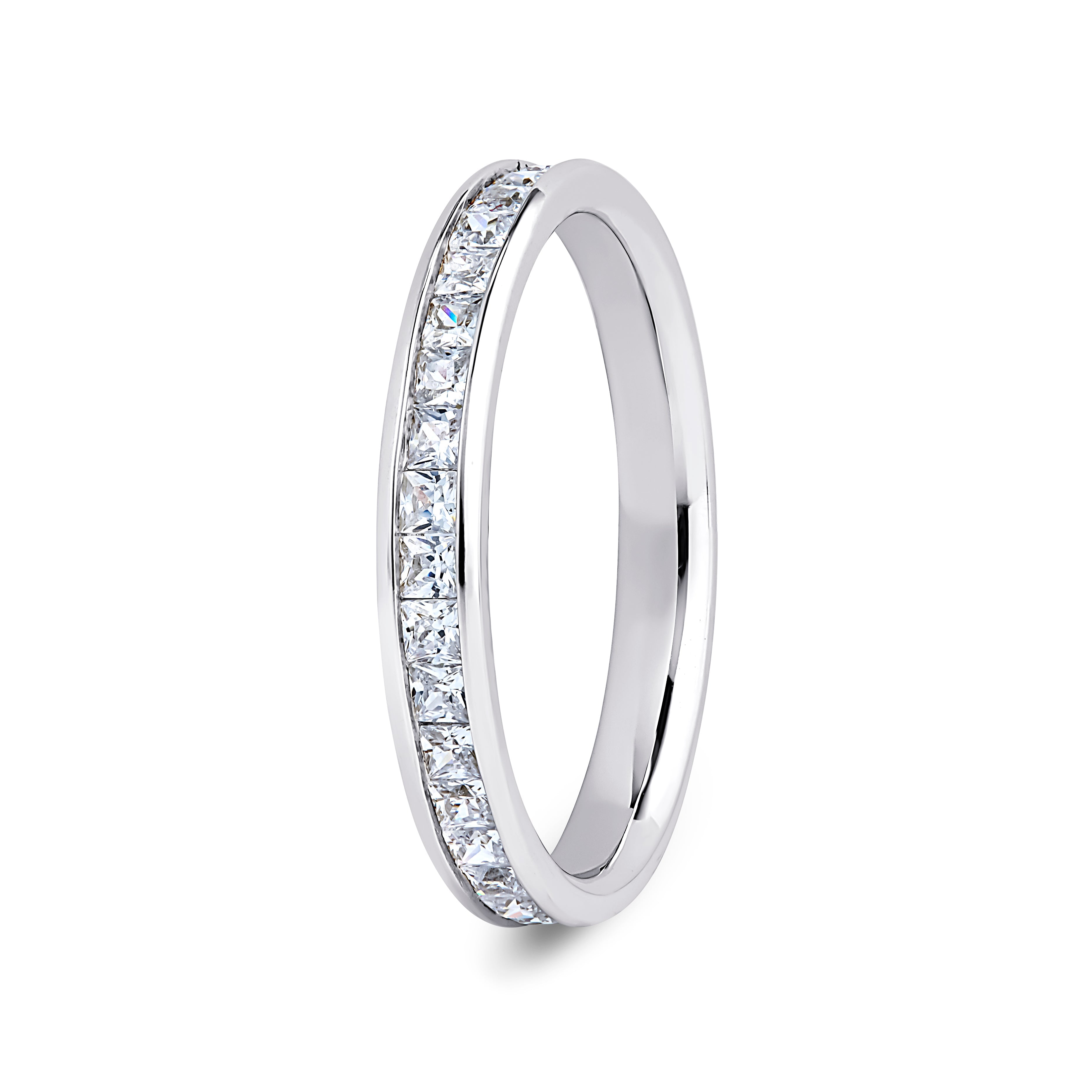 Princess, Channel, White Gold Half Set Eternity Ring